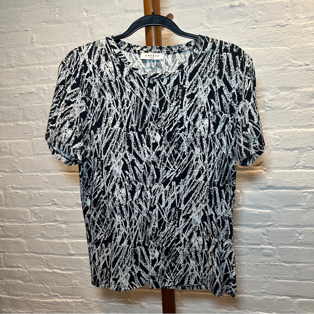 Sandro printed pattern tee t shirt short sleeve